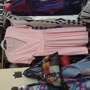 Weaczzy summer short sleeve casual neck with pockets pink